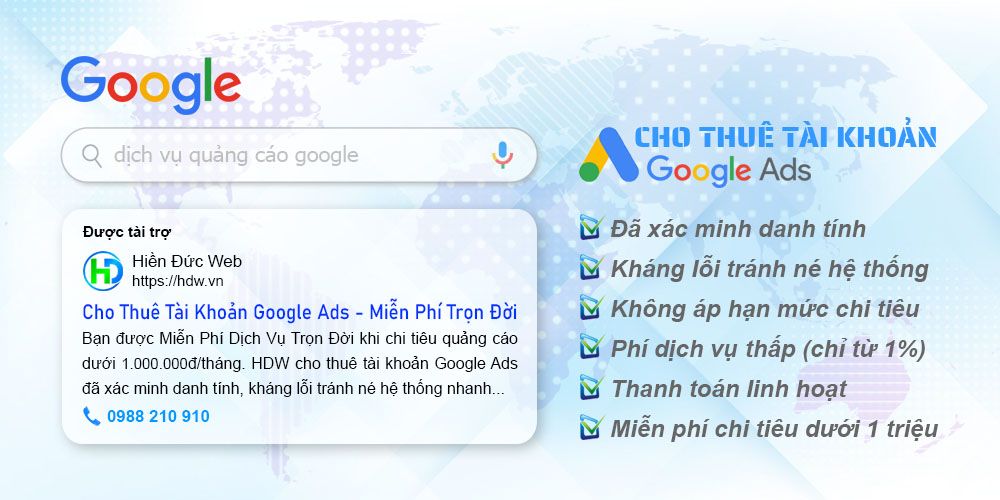 Cho Thuê Tài Khoản Quảng Cáo Google Adword 1 - 10%