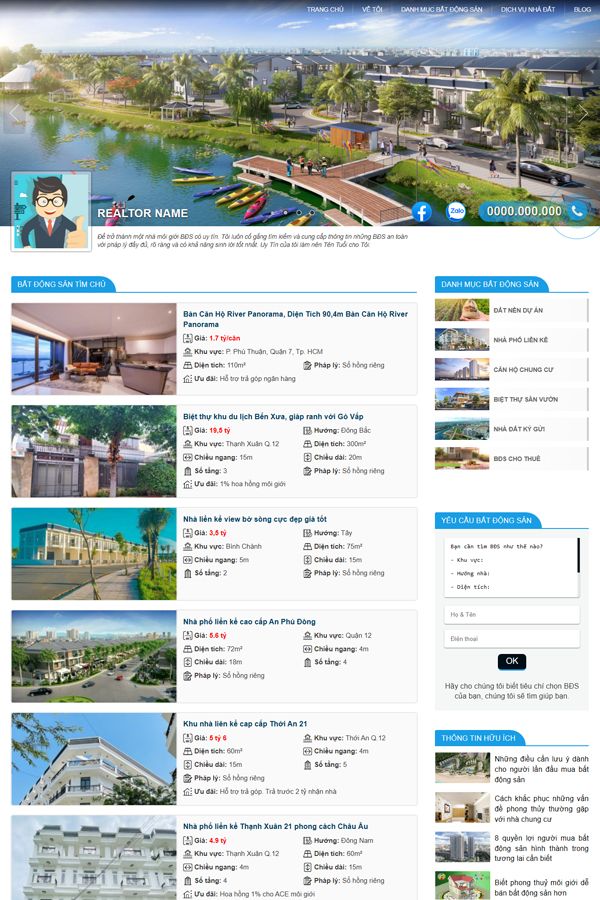 Website Bất Động Sản Cá Nhân, Môi Giới Nhà Đất Mẫu 21