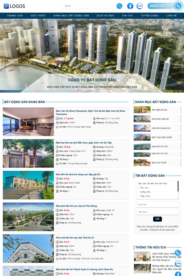 Website Dịch Vụ Mua Bán, Rao Vặt Bất Động Sản Mẫu 24